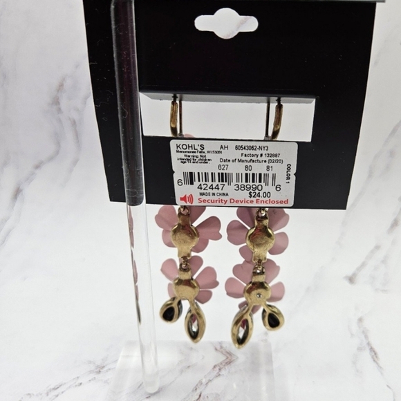 Simply Vera Wang Pink Metal Flower Drop earrings - Picture 5 of 5